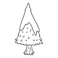 A creative line drawing doodle single snow covered tree