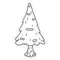 A creative line drawing doodle single snow covered tree