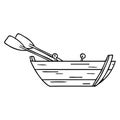 A creative line drawing doodle of a wooden row boat Royalty Free Stock Photo