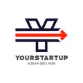 short dash blended with alphabet for start up company logo