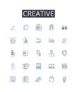 Creative line icons collection. Innovative, Resourceful, Artistic, Imaginative, Original, Inventive, Ingenious vector