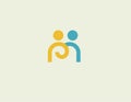 Linear bright abstract logo icon image of two people for a business company