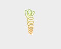 Creative linear carrot logo. Fruit, gradient, yellow,