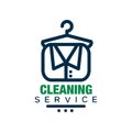 Creative linear logo, emblem, badge or label for cleaning agency. Icon for laundry service. Flat vector design for promo Royalty Free Stock Photo