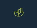 Creative linear logo icon plant flower and business graph