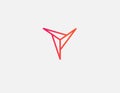 Creative linear logo icon three triangles