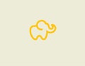 Creative linear yellow logo icon animal cute elephant for kids