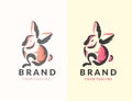 Creative Lineart Outline Rabbit Icon Logo Design | Creative Rabbit Logo Design Royalty Free Stock Photo