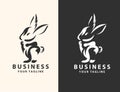 Creative Lineart Outline Rabbit Icon Logo Design | Creative Rabbit Logo Design Royalty Free Stock Photo