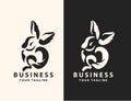 Creative Lineart Outline Rabbit Icon Logo Design | Creative Rabbit Logo Design Royalty Free Stock Photo