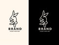 Creative Lineart Outline Rabbit Icon Logo Design | Creative Rabbit Logo Design Royalty Free Stock Photo