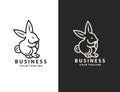 Creative Lineart Outline Rabbit Icon Logo Design | Creative Rabbit Logo Design