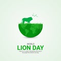 creative Lion Day ads design. Creative World Lion Day, August 10, vector, 3d illustration