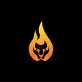Creative lion flame head logo vector