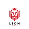 Creative Lion head with crown. Symbol. Vector