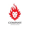 Creative Lion head fire logo vector illustration