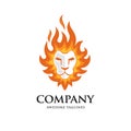 Creative Lion head fire logo vector illustration