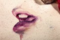 Creative lips watercolor image. Close up macro shoot. Copyspace for art and design.