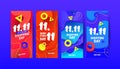 Creative liquid wave gradient design element banners for social networks stories, vector illustration Royalty Free Stock Photo