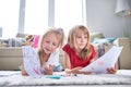 Creative Little Sisters at Home Royalty Free Stock Photo