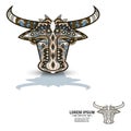 Creative logo and brandbook element with bull