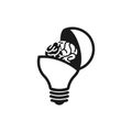 Creative logo Combination of light bulb and brain and creative thinking Royalty Free Stock Photo