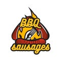 Creative logo design with barbecue sausages. Vector illustration.