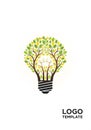 A creative logo design featuring a light bulb made of tree Royalty Free Stock Photo