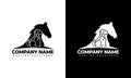 Creative logo design. Horse, Dog, Cat vector template on black and white background Royalty Free Stock Photo