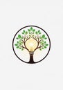A creative logo features a tree with green leaves and branches Royalty Free Stock Photo