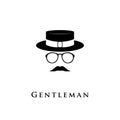 Creative logo gentleman with a mustache, hat and glasses.