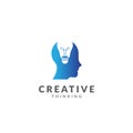 Creative logo or icon vector design template, head thinking Royalty Free Stock Photo