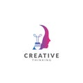 Creative logo or icon vector design template, head thinking Royalty Free Stock Photo