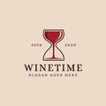 Creative logo icon of wine and sand clock, wine logo icon vector template Royalty Free Stock Photo
