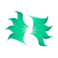 Creative logo in the shape of an abstract leaf wrapped in tosca