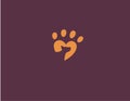 Creative logo symbol abstract trail of a paw dog and heart for a veterinary company