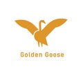 Creative logotype with silhouette of goose. Logo or emblem with domestic poultry bird. Modern decorative design element