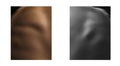 Photoset with closeup images of part of woman's body. Detailed texture of human female skin. Skincare, bodycare