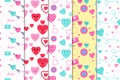 Creative love pattern collection vector on white backgrounds. Beautiful love pattern bundle with heart shapes and envelope icons.