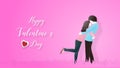 Creative of love valentines day concept. Love couple hug on pink pastel background Royalty Free Stock Photo