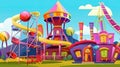 Creative lunapark for children, illustration, vector sunny day Royalty Free Stock Photo