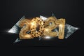 Creative luxury 2021 design, new year flyer, lettering 2021 with golden balls on dark background. Concept for new year banner,