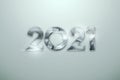 Creative luxury 2021 design, new year flyer lettering 2021 with metal numbers on light background. Concept for new year banner,