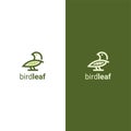 Creative luxury modern bird with green leaf logo template