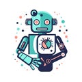 Creative machine robot flat icon, generative AI.