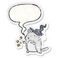 A creative magical amazing cartoon cat wizard and speech bubble distressed sticker