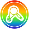 A creative magnifying glass burning circular in rainbow spectrum
