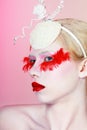 Creative Makeup False red eyelashes Royalty Free Stock Photo