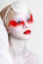 Creative Makeup False red eyelashes Royalty Free Stock Photo