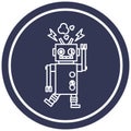 A creative malfunctioning robot circular icon Royalty Free Stock Photo